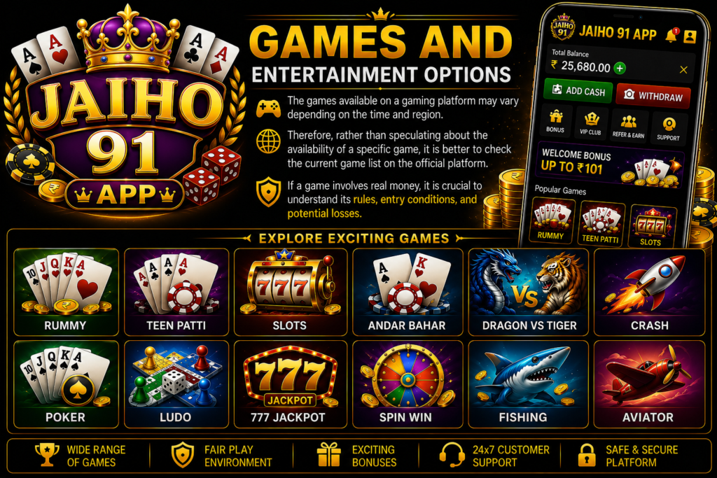 Games and Entertainment Options.
