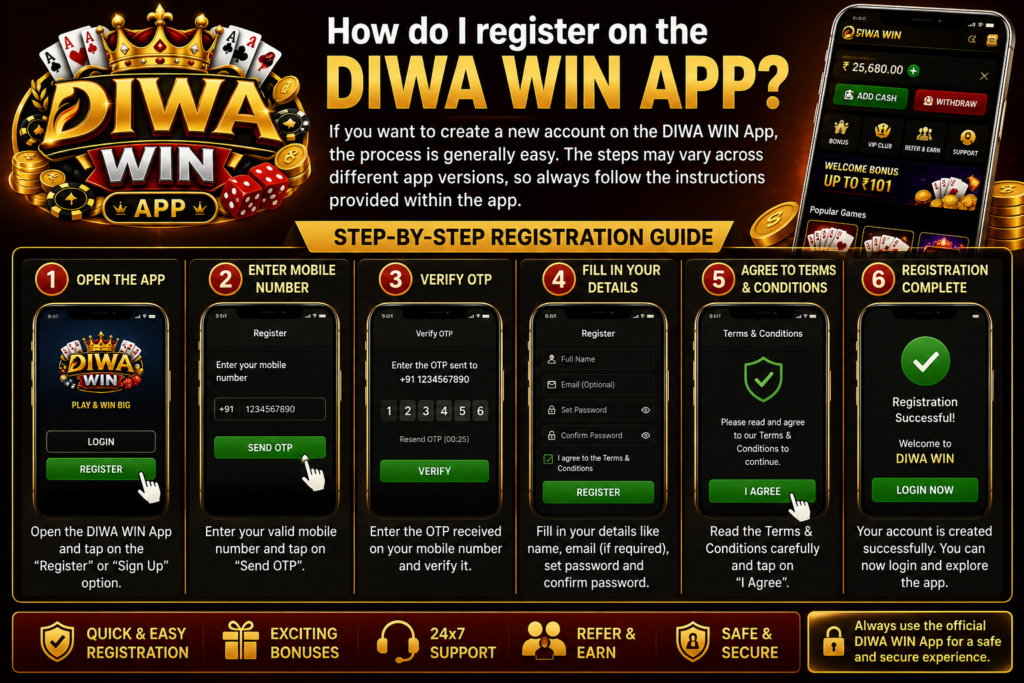 How do I register on the DIWA WIN app?