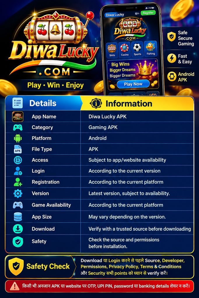 Diwa Lucky App  के बारे में जरूरी जानकारी